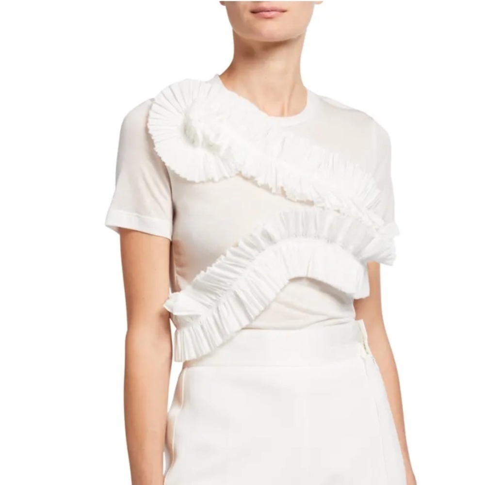 UNTTLD- White Serpent Ruffle Shortsleeve Shirt